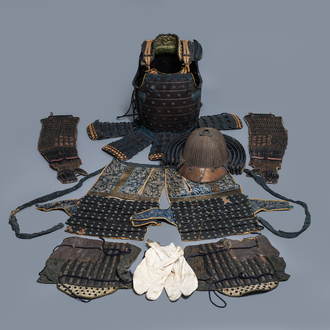 A number of pieces from a Japanese samurai suit of armour, Edo, 18th C.