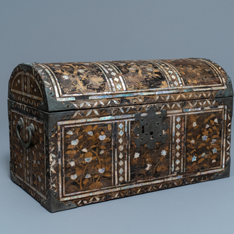 A Japanese gilt-lacquered mother-of-pearl inlaid Namban coffer for the Portuguese market, Edo, 17th C.