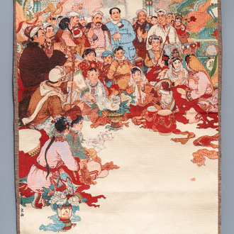 A Chinese Cultural Revolution wall hanging tapestry, 3rd quarter 20th C.