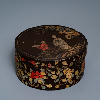 A Chinese carved and inlaid coromandel lacquer box, 17/18th C.