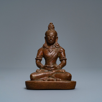 A Chinese bronze figure of Buddha Amithayus, 17/18th C.