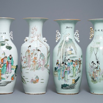 Four Chinese famille rose vases, 19/20th C.