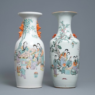 Deux vases en porcelaine de Chine qianjiang cai, 19/20ème