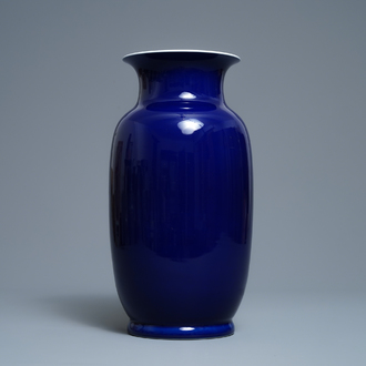 A Chinese monochrome 'sacrifical blue' vase, 19th C.