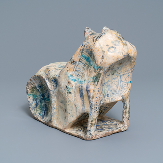 A composite Islamic pottery model of a cat, 20th C.