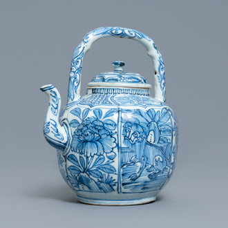 A Chinese blue and white wine ewer and cover, Wanli