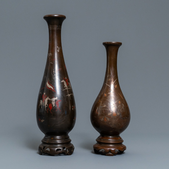 Two Chinese silver- and copper-inlaid bronze vases for the Vietnamese market, 19th/20th C.