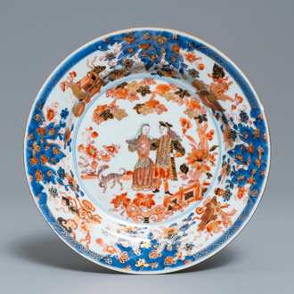 Une assiette en porcelaine de Chine verte-Imari à décor du 'gouverneur Duff', Yongzheng