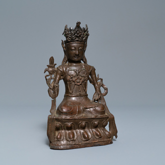 A Chinese bronze figure of Buddha, 18th C.