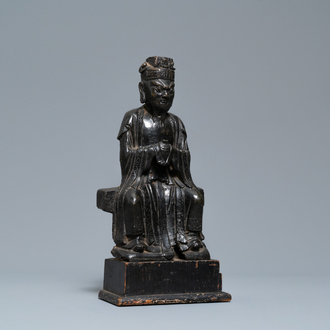 A Chinese bronze figure of Wenchang Wang with inscription, Ming