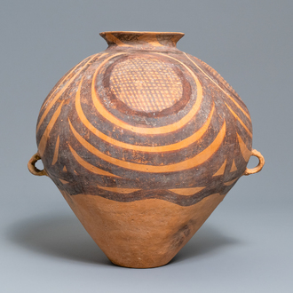 A Chinese pottery vase, Banshan period, Majiayao culture, 2600 to 2300 BC