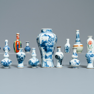 Fifteen various small Chinese vases, Kangxi