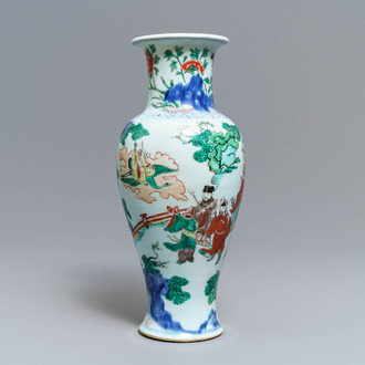 A Chinese wucai 'immortals' vase, Transitional period