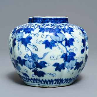 A Chinese blue and white 'squirrel and grapevine' vase, Wanli/Jiajing