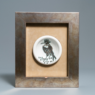 Pablo Picasso (1871-1973): 'Oiseau à la huppe', round faience ashtray, dated 1964