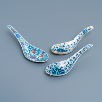 Three Chinese doucai spoons, 19th C.