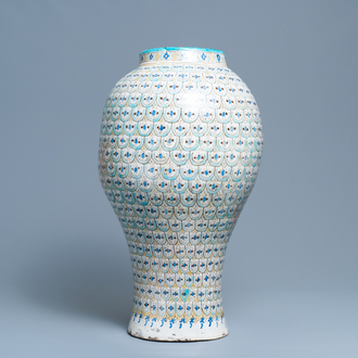 A large polychrome pottery vase, Morocco or Tunesia, ca. 1900