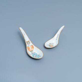 Two Chinese famille rose 'Wu Shuang Pu' spoons, Daoguang mark and of the period