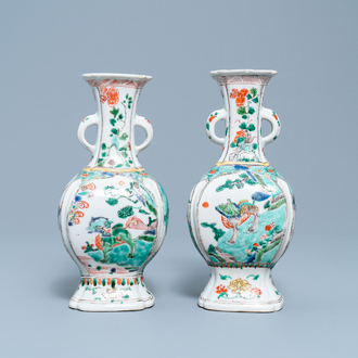 Two Chinese famille verte 'qilin' vases, Kangxi