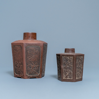 Two Chinese Yixing stoneware tea caddies, Kangxi