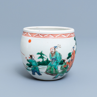 Une petite jardinière en porcelaine de Chine famille verte, marque de Chenghua, Kangxi