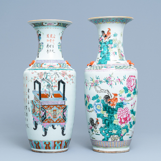 Deux vases en porcelaine de Chine famille rose, 19ème