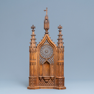 A Gothic revival wooden niche panel, France, 19th C.