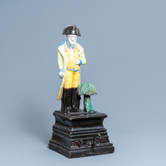 A large polychrome faience 'Napoleon' fountain, France, 19th C.