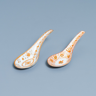 Two Chinese Thai market Lai Nam Thong spoons, 19th C.