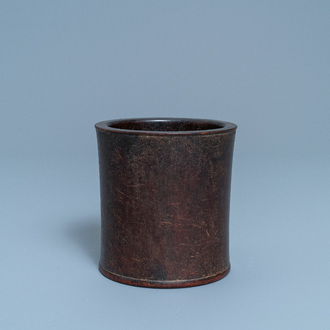 A Chinese wooden brush pot, Ming