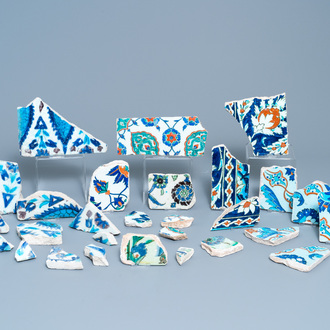 A collection of Iznik tile fragments, Turkey, 16/17th C.