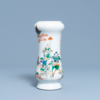 A Chinese famille verte 'warriors' vase, Kangxi mark, 19th C.