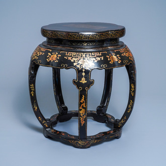 A Chinese painted and lacquered wooden stand, 19th C.