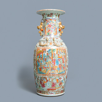 A large Chinese Canton famille rose vase, 19th C.