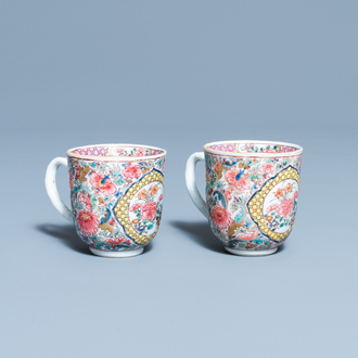 A pair of Chinese famille rose cups, Yongzheng