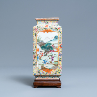 A Chinese famille rose 'rice cultivation' vase, Qianlong mark, Republic