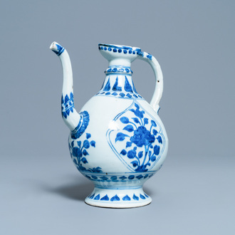 A Chinese blue and white Islamic market 'aftaba' ewer, Kangxi