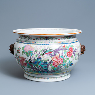 A large round Chinese famille rose-style jardinière, Samson, Paris, 19th C.