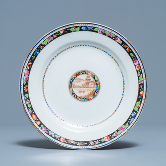 Une assiette en porcelaine de Chine famille rose pour le marché brésilien, Qianlong
