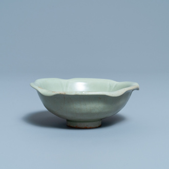 A Chinese Longquan celadon 'turtle in lotus flower' bowl, Song/Yuan