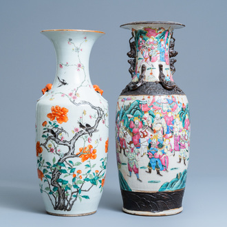 Two Chinese famille rose vases, 19/20th C.