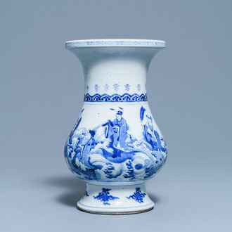 A Chinese blue and white pear-shaped 'immortals' vase, Kangxi