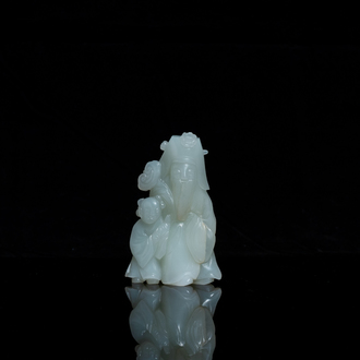 A Chinese jade 'Shou Lao with child' figure, 18th C.