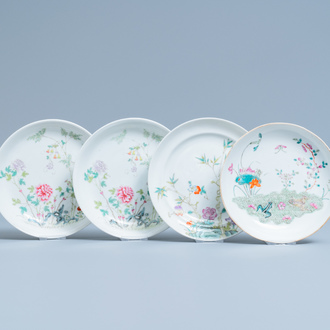 Four Chinese famille rose plates, three with Guangxu mark and of the period