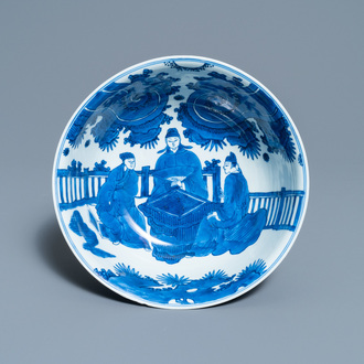 A Chinese blue and white 'go-players' bowl, Chenghua mark, Kangxi