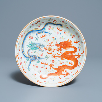 A Chinese famille rose 'dragon' dish, Guangxu mark and of the period