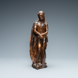 An oak figure of the Pensive Christ, Flanders, 16th C.