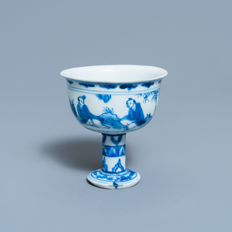 Een Chinese blauw-witte stem cup met go-spelers, Transitie periode