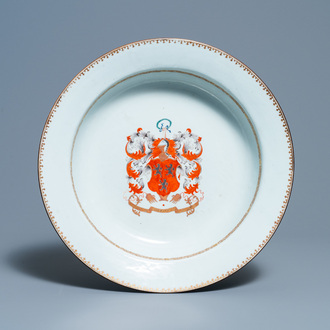 A large Chinese Scottish market Ross of Balnagowan armorial dish, Qianlong