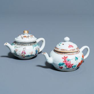Deux théières miniatures en porcelaine de Chine famille rose, Yongzheng/Qianlong